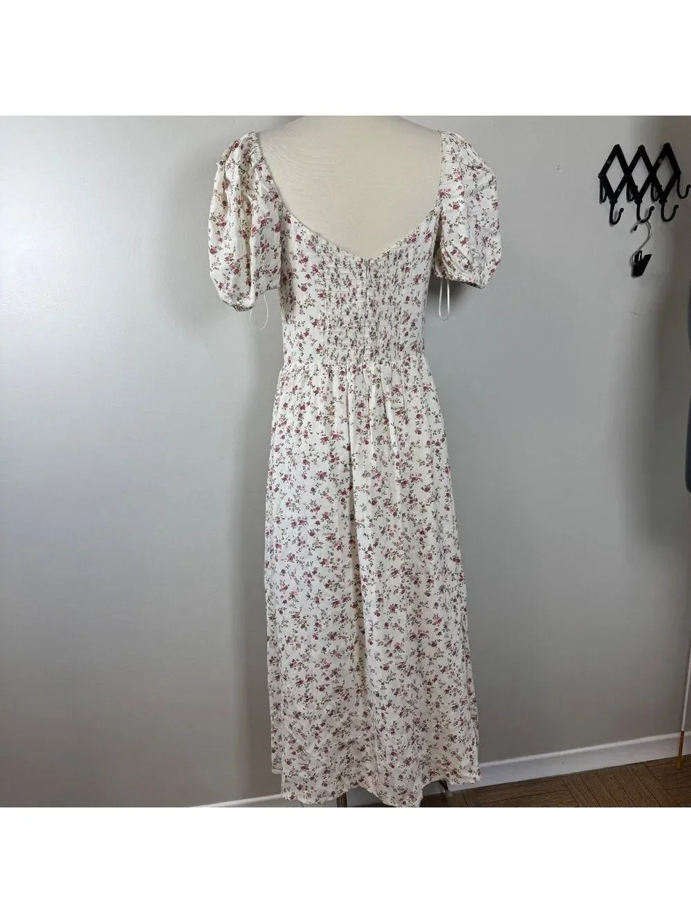 Reformation Ladonna Ivory Floral Midi Dress size 8 - Picture 5 of 14